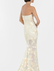 Strapless Floral Maxi Dress Ivory