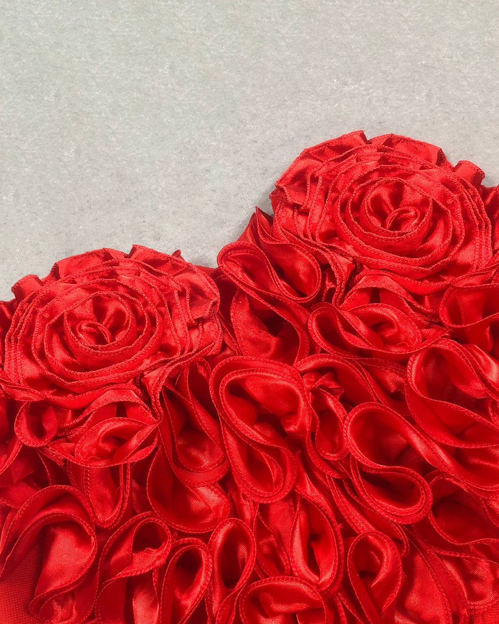 Strapless Floral Heart Two Piece Dress Red