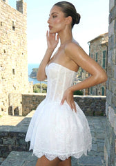 Strapless Lace A Line Dress White