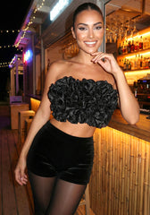 Strapless Floral Two Piece Jumpsuit Black