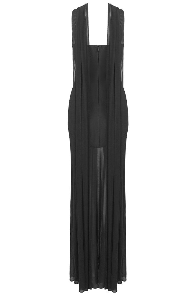 Strapless Mesh Maxi Dress Black