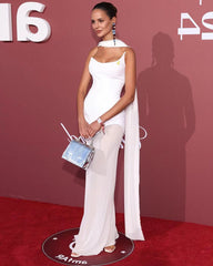 Strapless Mesh Maxi Dress White