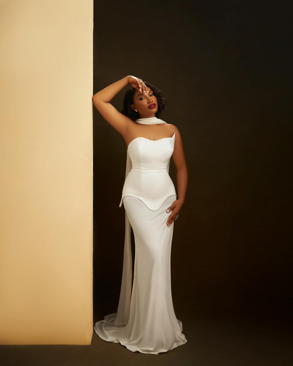 Strapless Mesh Maxi Dress White