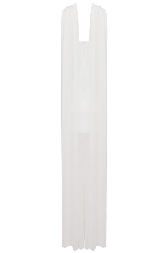 Strapless Mesh Maxi Dress White