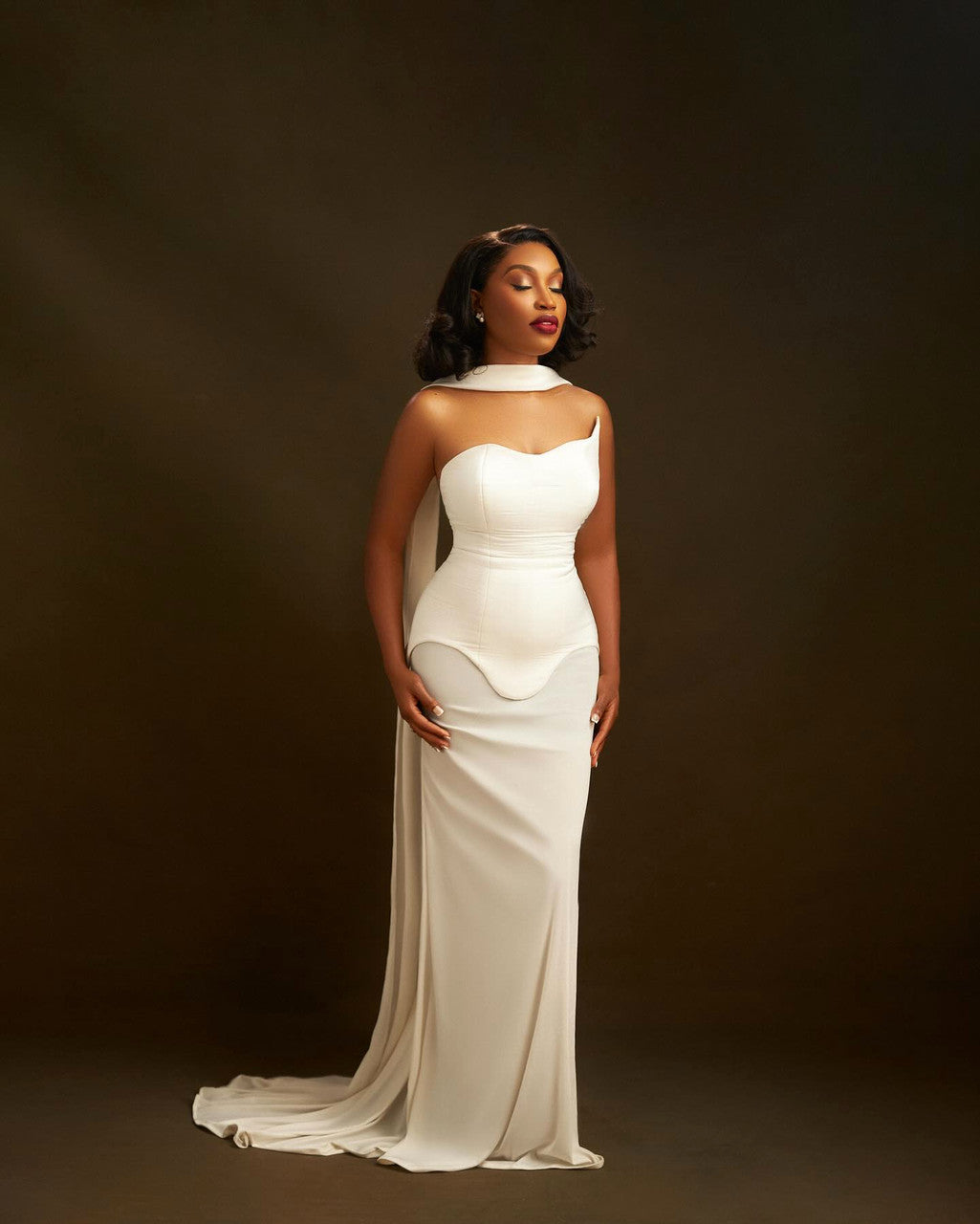 Strapless Mesh Maxi Dress White