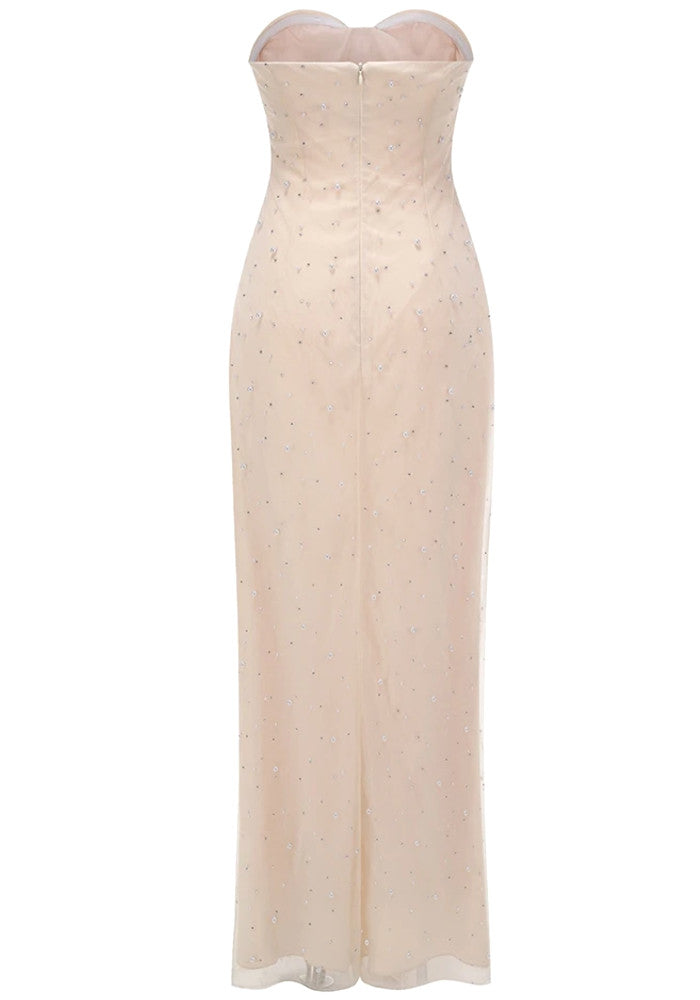 Strapless Pearl Maxi Dress Ivory