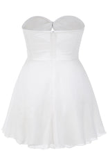 Strapless Ruched A Line Dress White