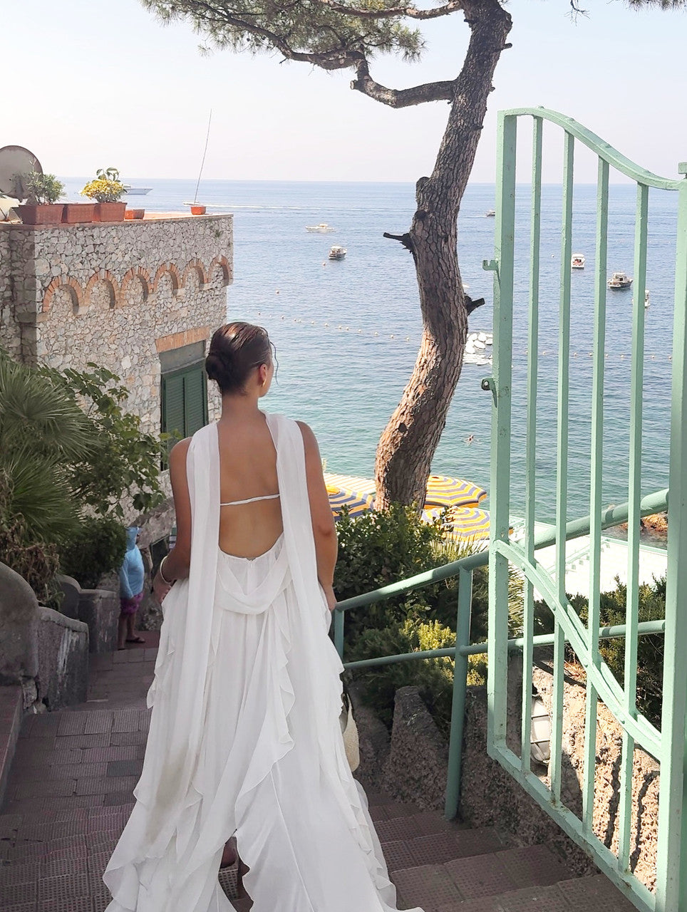 Strapless Ruffle Maxi Dress White