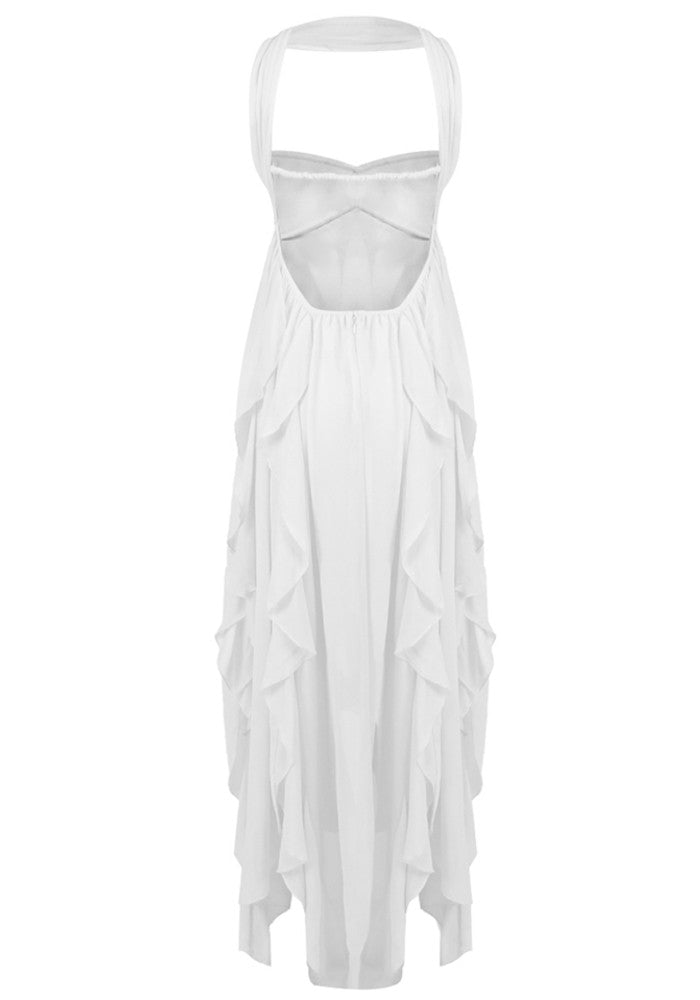 Strapless Ruffle Maxi Dress White