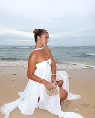 Strapless Ruffle Maxi Dress White