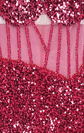Strapless Sequin Corset Maxi Dress Watermelon