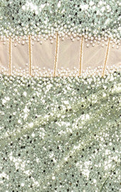 Strapless Pearl Sequin Maxi Dress Green