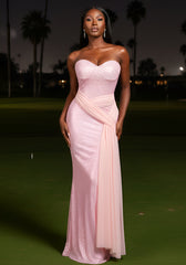 Strapless Sparkly Maxi Dress Pink