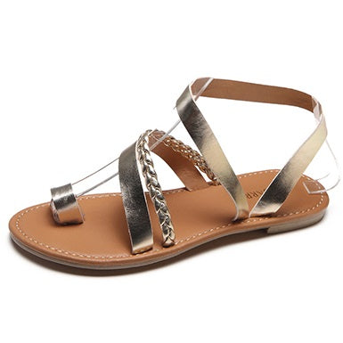 Strappy Metallic Gold Chain Sandals