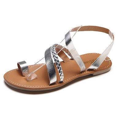 Strappy Metallic Gold Chain Sandals