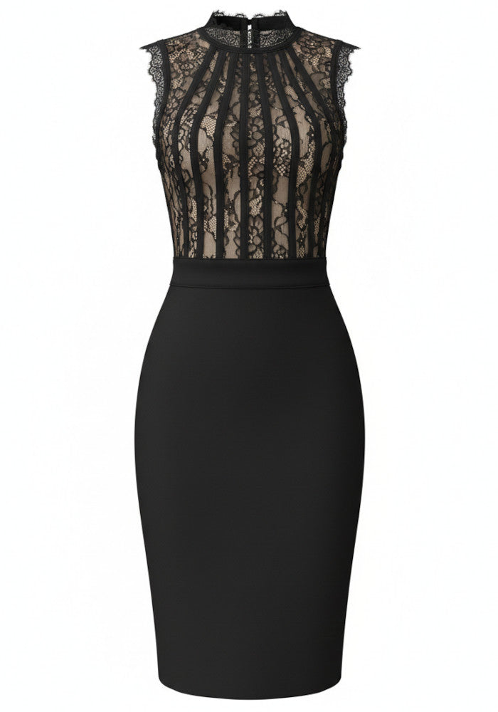 Structured Lace Dress Black