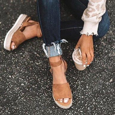 Style Wedges Ankle Straps Metal Buckles