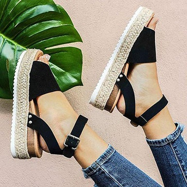Style Wedges Ankle Straps Metal Buckles