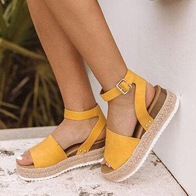 Style Wedges Ankle Straps Metal Buckles