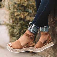 Style Wedges Ankle Straps Metal Buckles