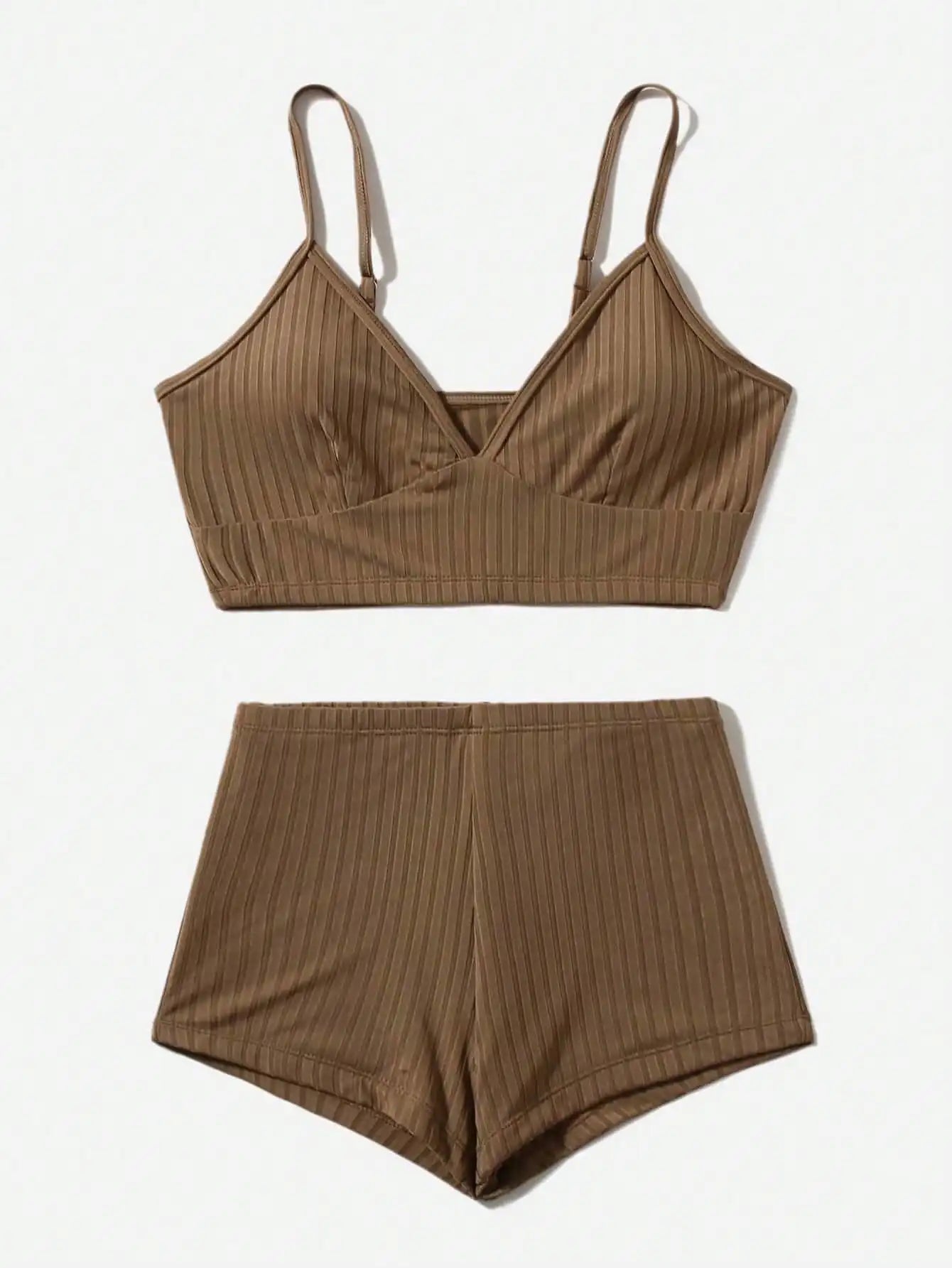 Stylish Solid Color 3/4 Cup And Boxer Briefs With A Close-Fitting Design Swimwear