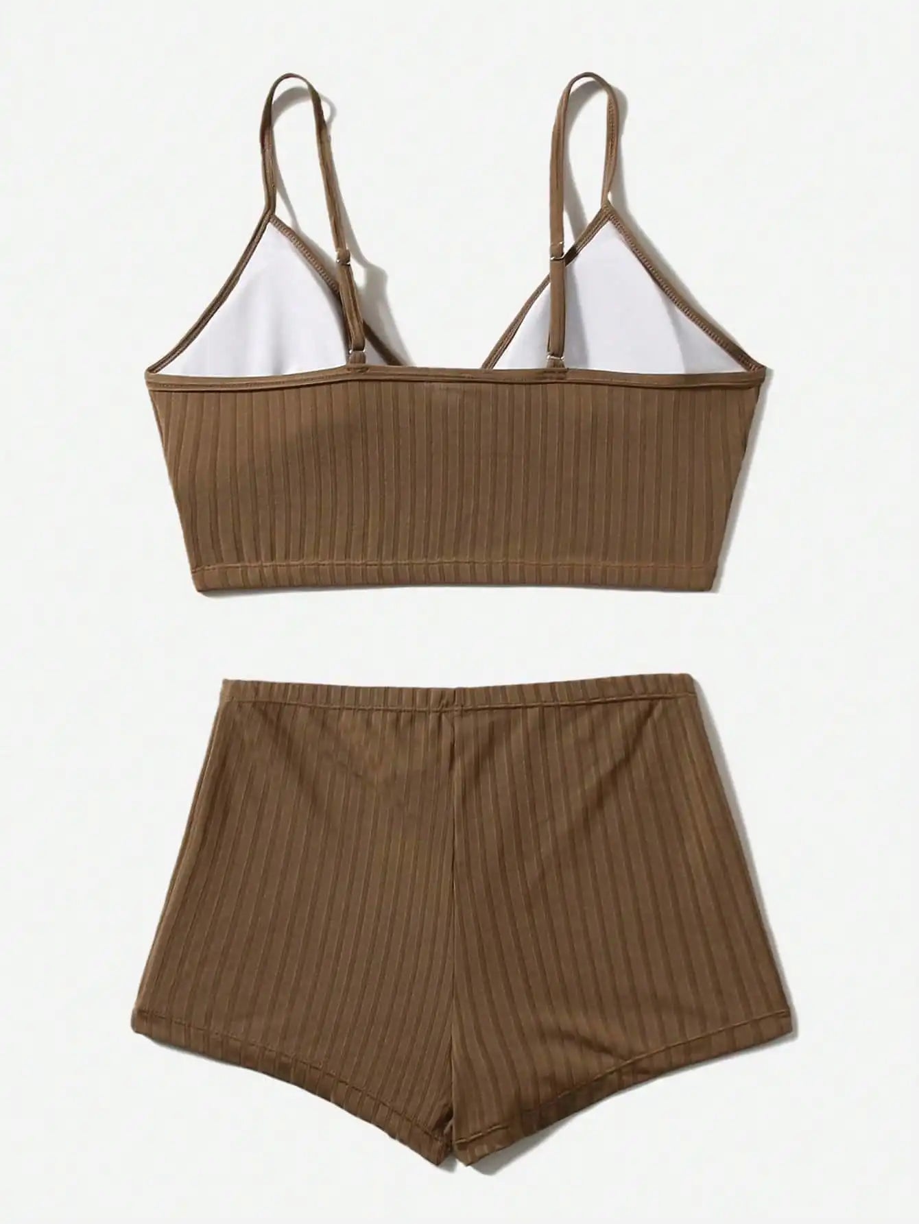 Stylish Solid Color 3/4 Cup And Boxer Briefs With A Close-Fitting Design Swimwear