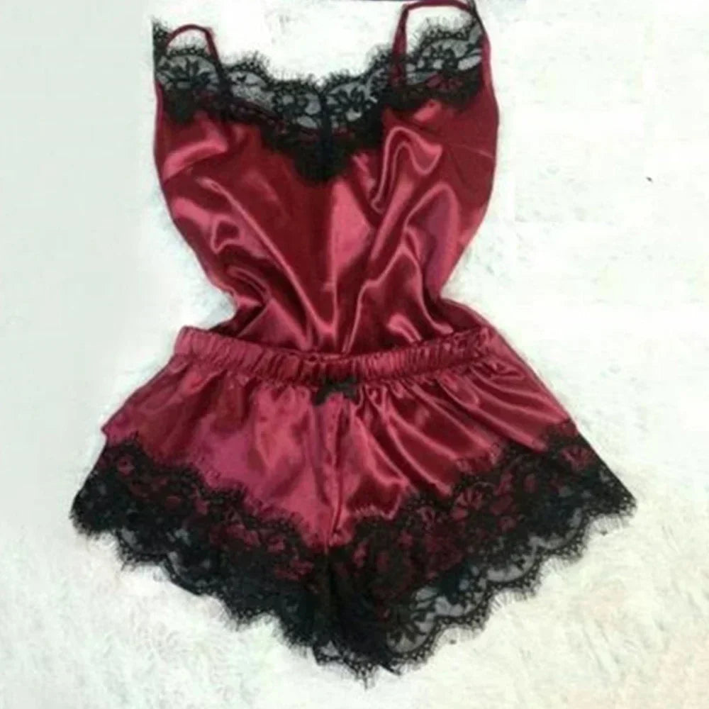 Summer Lace Silk Pajama Set