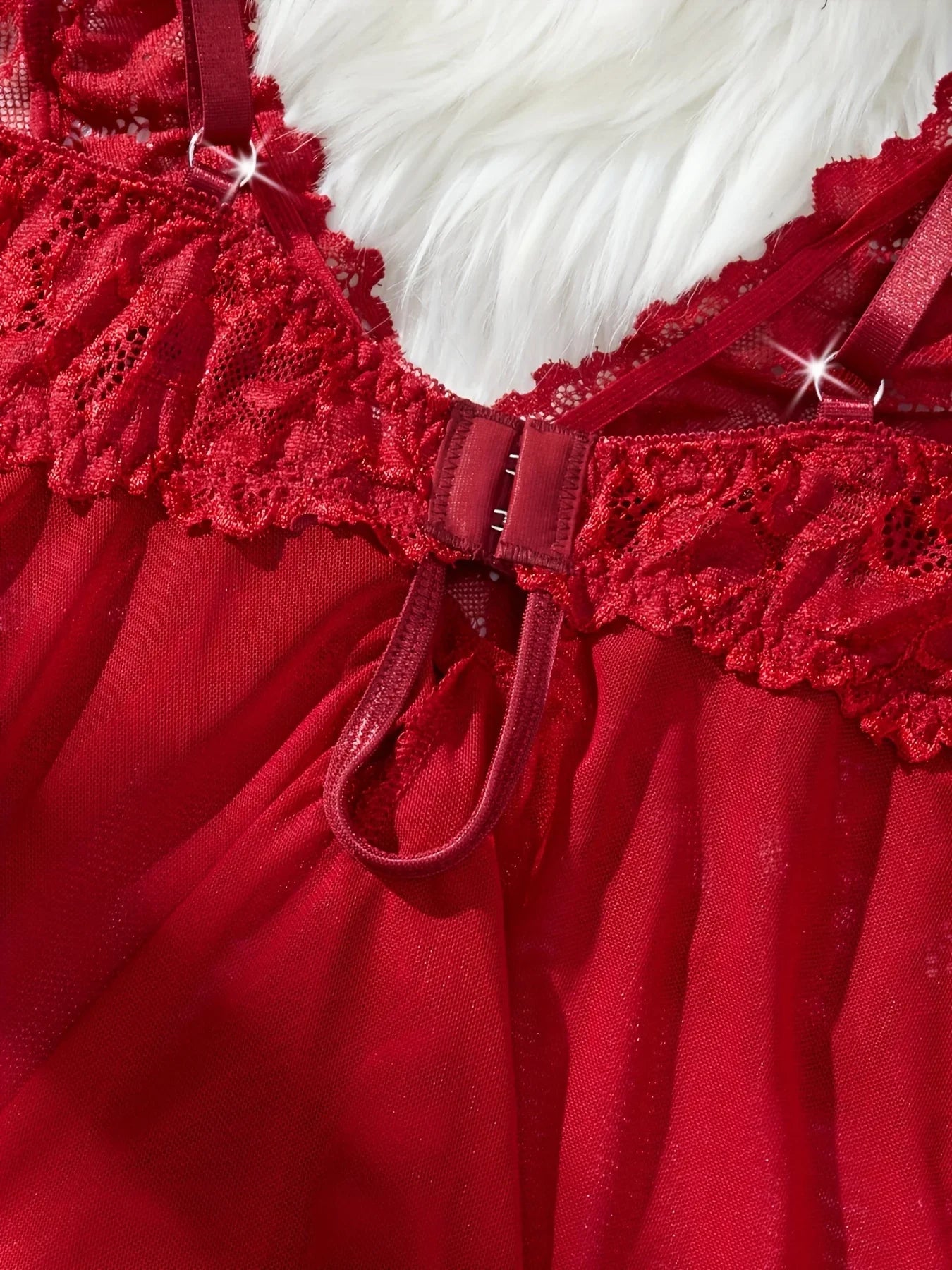 Summer Nightdress Transparent Red Lace See Through Underwear Sleepwear Sleep Dress and Panty Sets Nighty