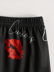 Summer Red Lip Print Pajama Set