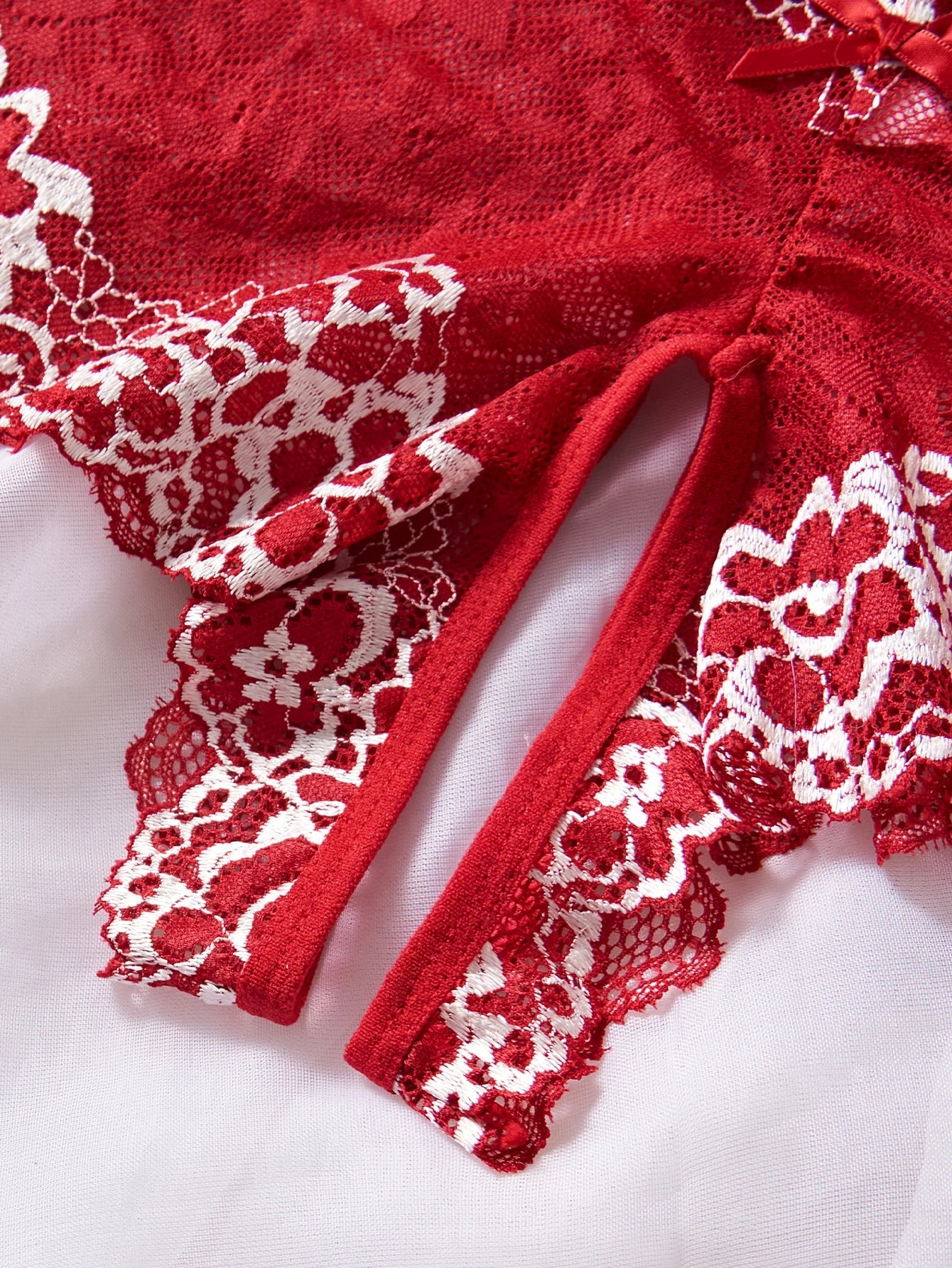 Summer Lingerie 2pce Open-crotch Pants And Open-tip Bra Vest Adult Underwear Transparent Flower Lace Bras Set