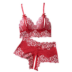 Summer Lingerie 2pce Open-crotch Pants And Open-tip Bra Vest Adult Underwear Transparent Flower Lace Bras Set