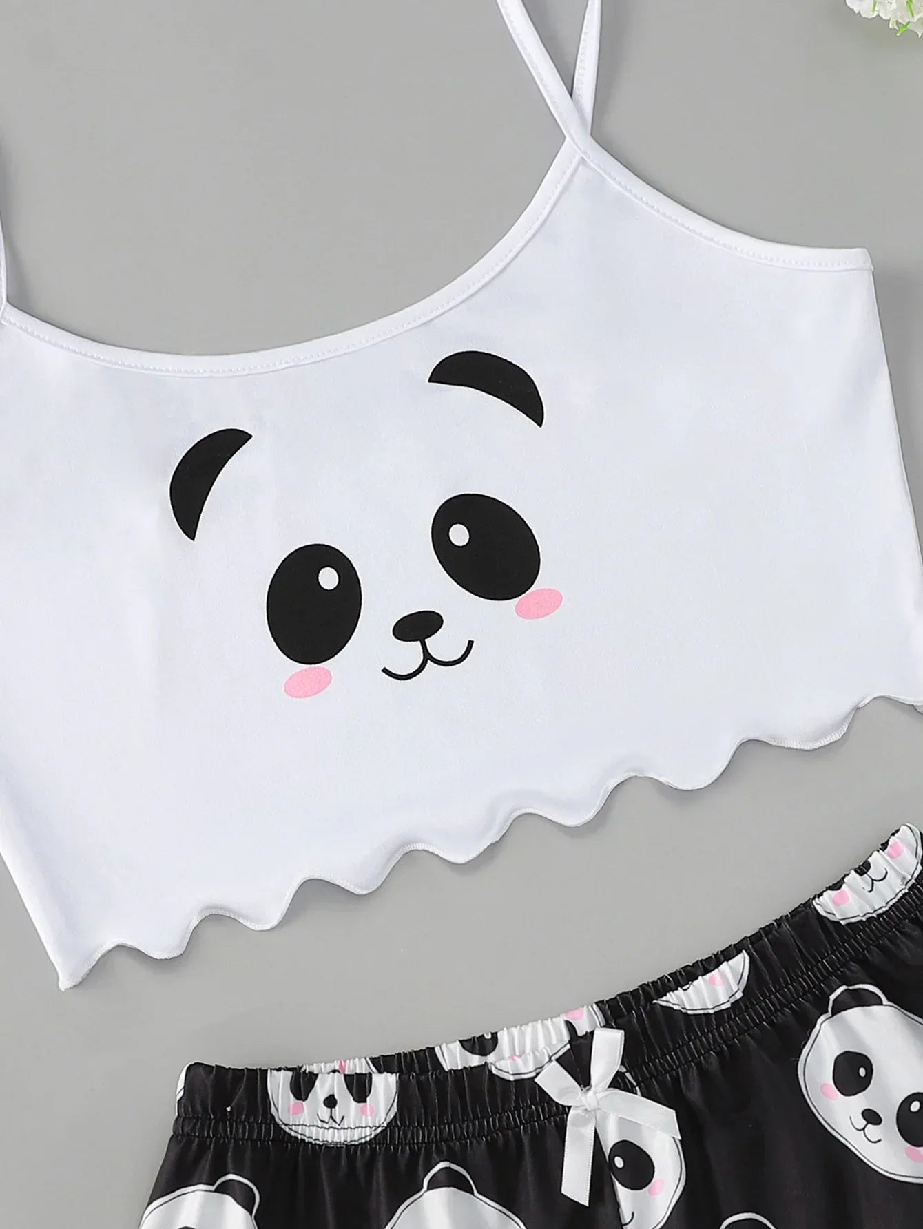 Summer Sleepwear 2pcs Cute Soft Comfy Panda Print Sleeveless Shorts Homewear Pajama Set Loungewear