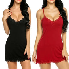 Summer Fashionable Silk Satin Patchwork Lace Suspender with Back Lace Decoration Dress