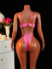 Super Lingerie Bodysuit Push Up Deep V Lace Rose Red One Piece Clubwear