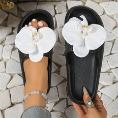 Sweet Flower Versatile Comfort Soft Flat Thick Sole Beach Style Slippers