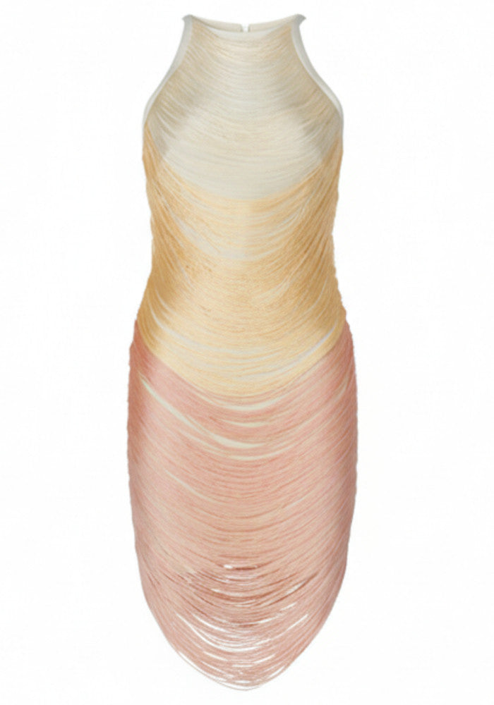 Tassel Detail Dress Gold Pink