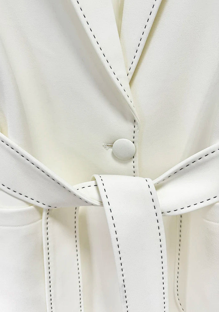 Topstitch Detail Suit White