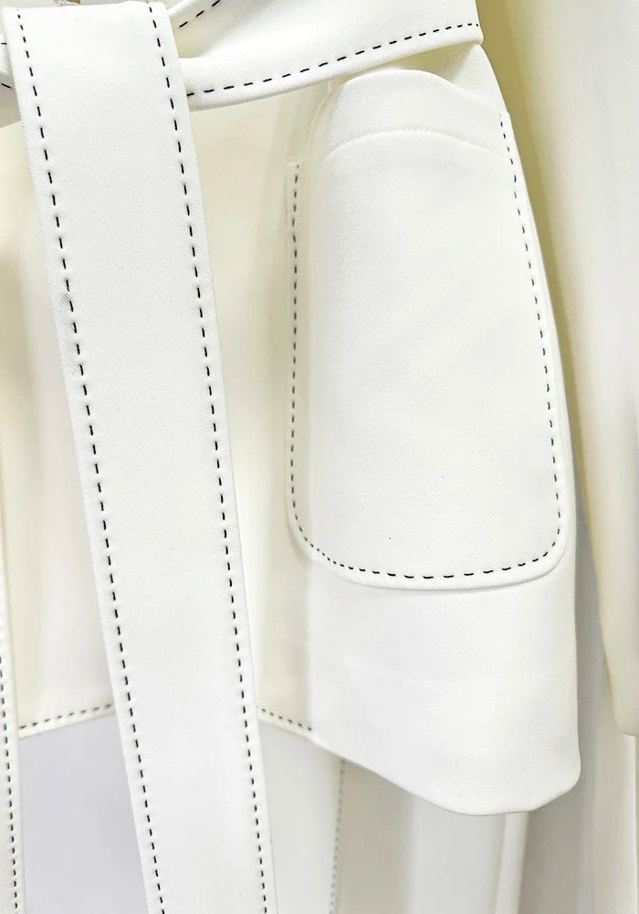 Topstitch Detail Suit White