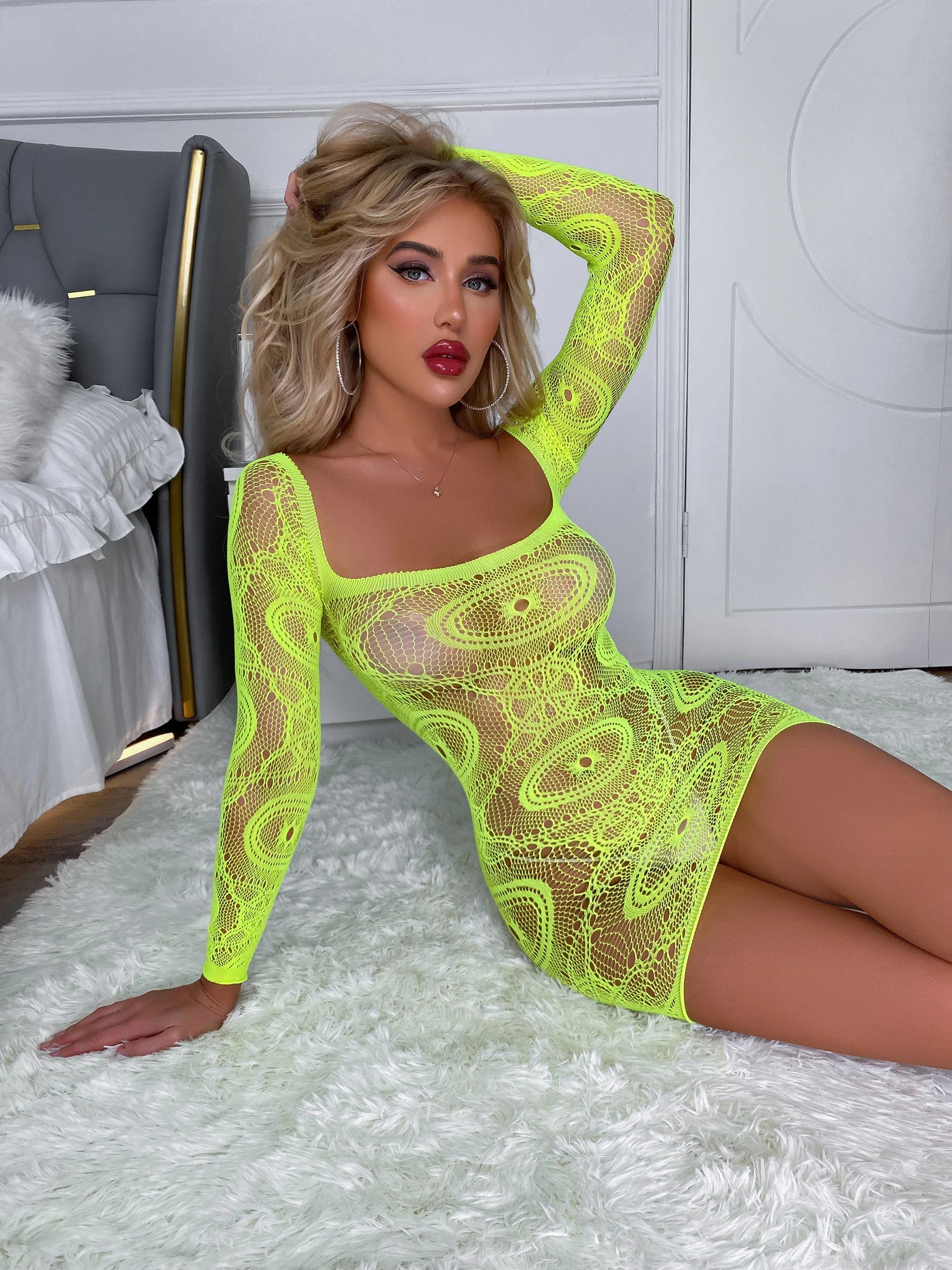 Transparent Fishnet Lingerie Exotic Nightclub