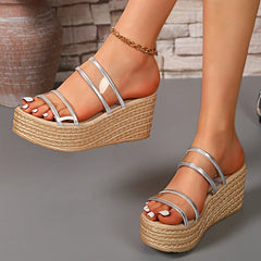 Transparent PVC Thick Platform Chunky Wedges High Heels Sandals