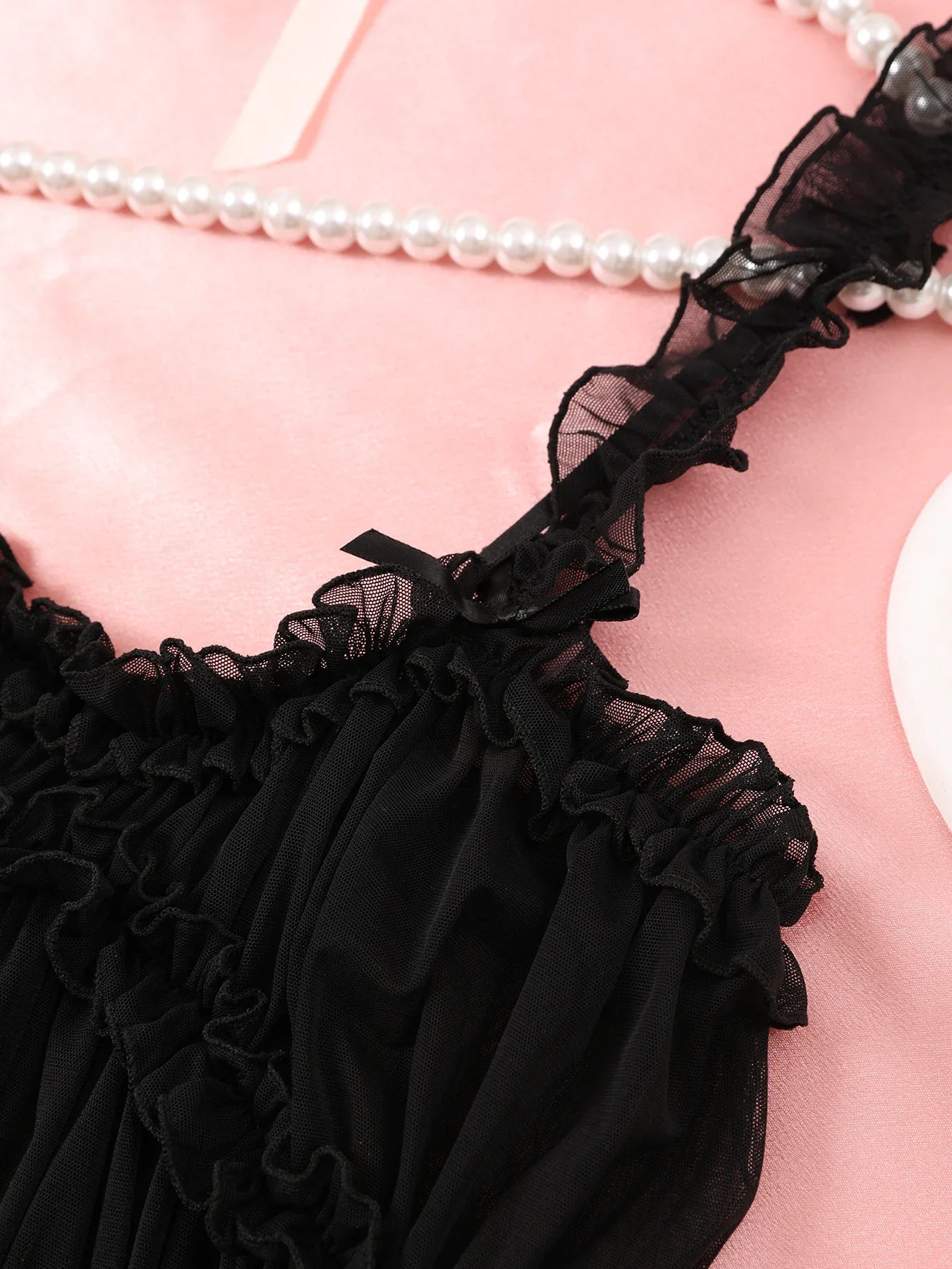 Transparent Seductive Black Porn Night Dress Underwear Sleepwear New Lace Pajama Set Babydoll + Panties