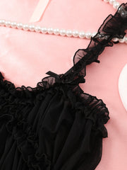 Transparent Seductive Black Porn Night Dress Underwear Sleepwear New Lace Pajama Set Babydoll + Panties