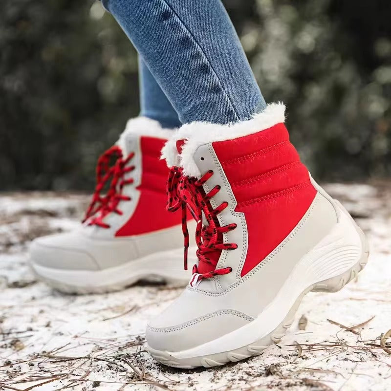 Trendy Keep Warm Snow Plush Outdoor Waterproof Heels Short Boots