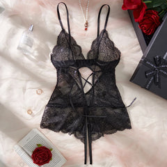 Ultra See Through Nightgown Black V-neck Bra Night Erotic Dress Woman Sheer Pajamas Crotchless Lingerie