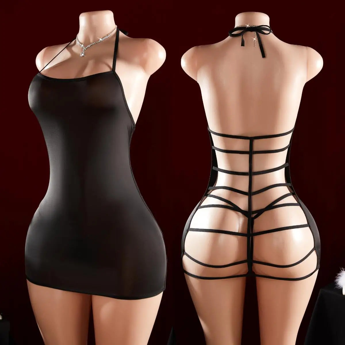 Ultra Short Crotchless Erotic Dress Backless Transparent Female Babydolls Porn Night