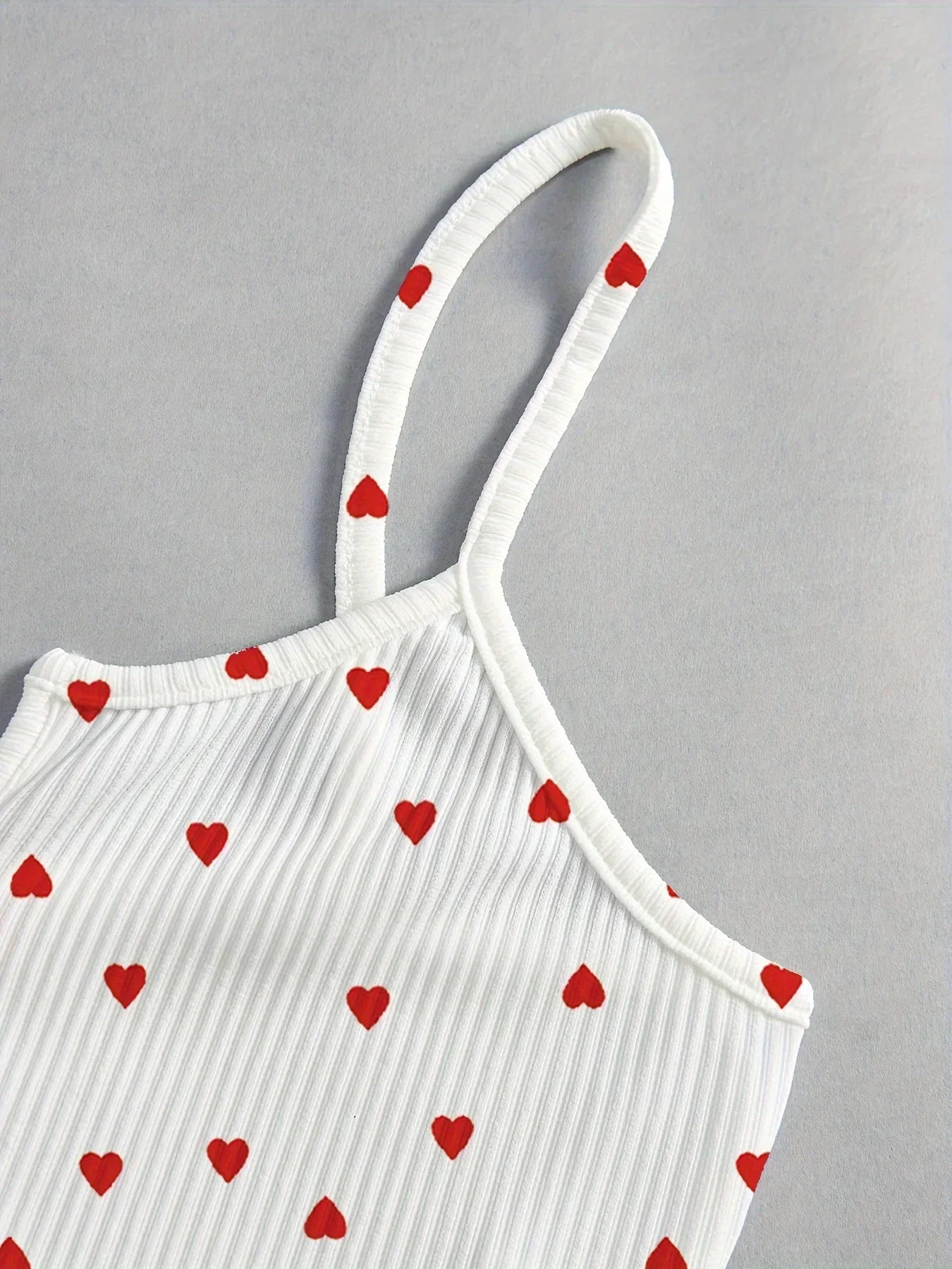 Valentine's Day Love Print Bow Dipped Crop Tops and Shorts Set Pajamas Sets Summer Casual Loungewear Home Clothes