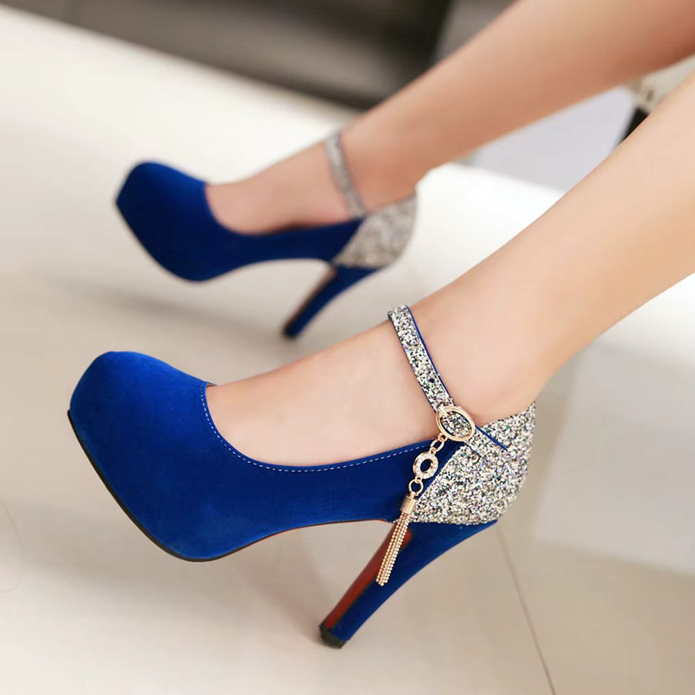 Velvet Bottom Pumps Evening Dress Wedding Party Tassel High Heels Shoe