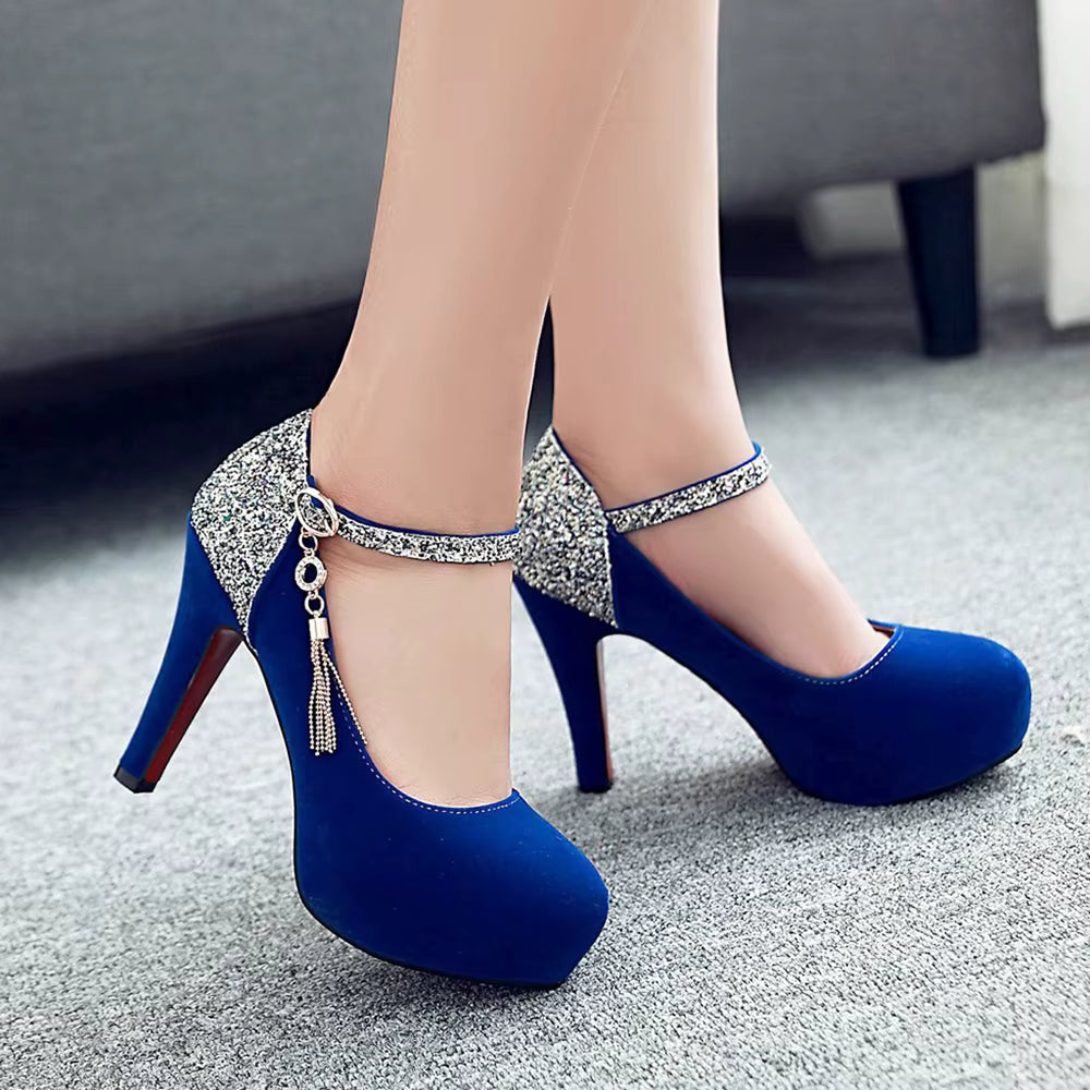 Velvet Bottom Pumps Evening Dress Wedding Party Tassel High Heels Shoe