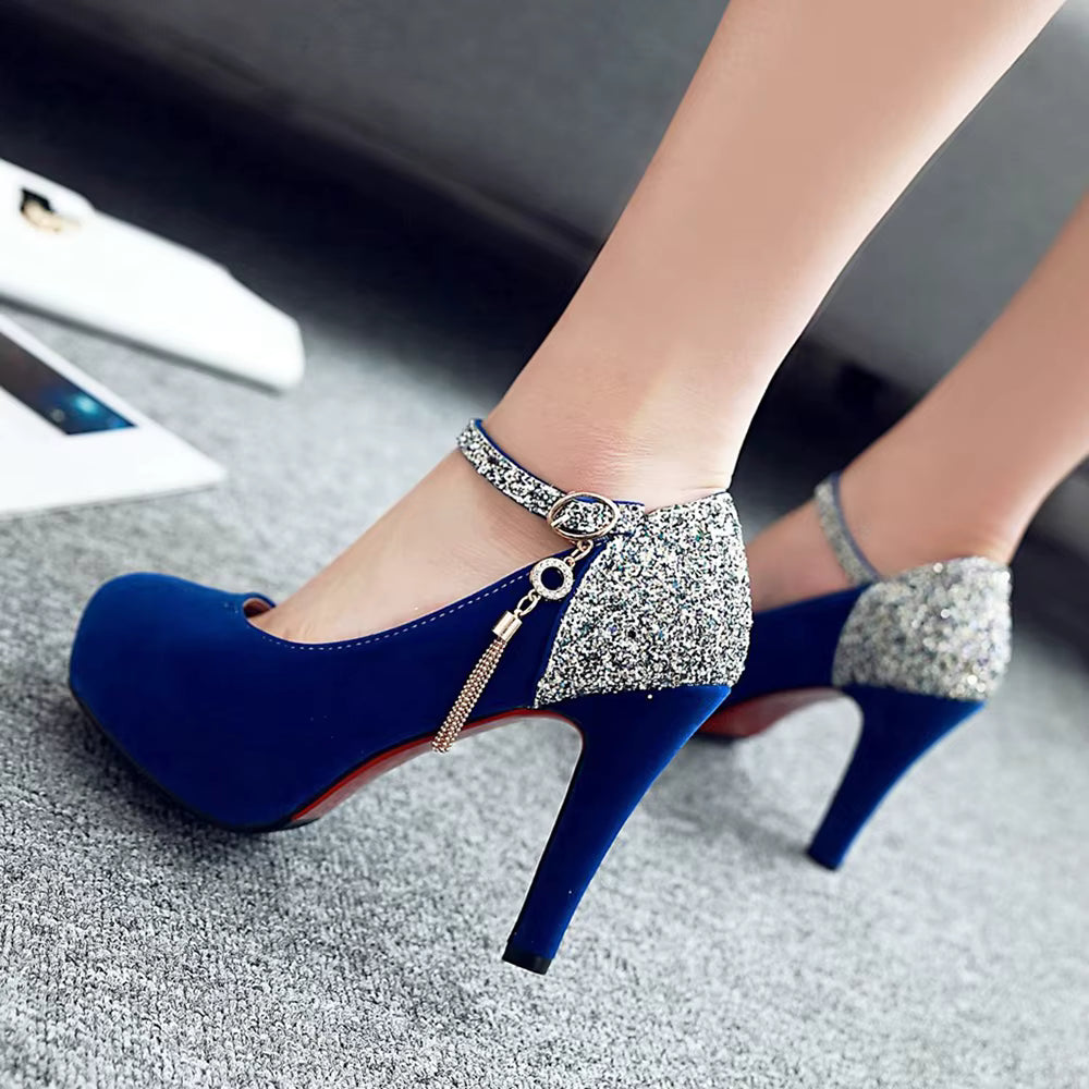 Velvet Bottom Pumps Evening Dress Wedding Party Tassel High Heels Shoe