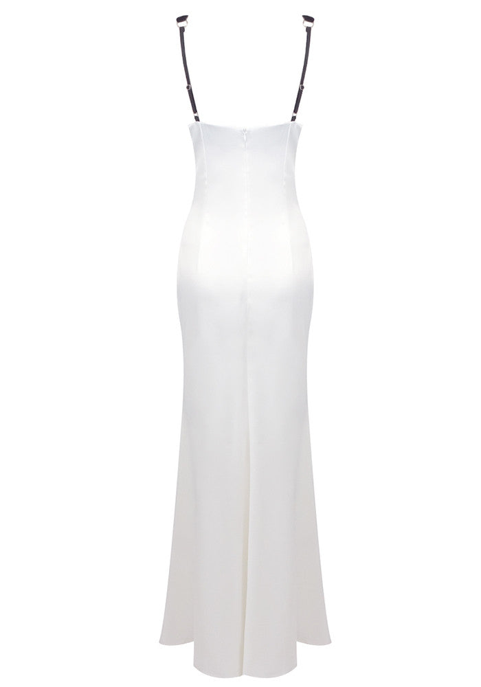 Velvet Bustier Maxi Dress Black White